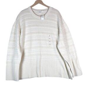 NWT GAP Cream Cotton Sweater Size XXL 100% Cotton Knit Pullover Medium Chunky